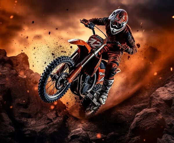Motorcyclist Riding Dirt Bike