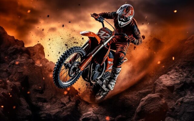 Motorcyclist Riding Dirt Bike
